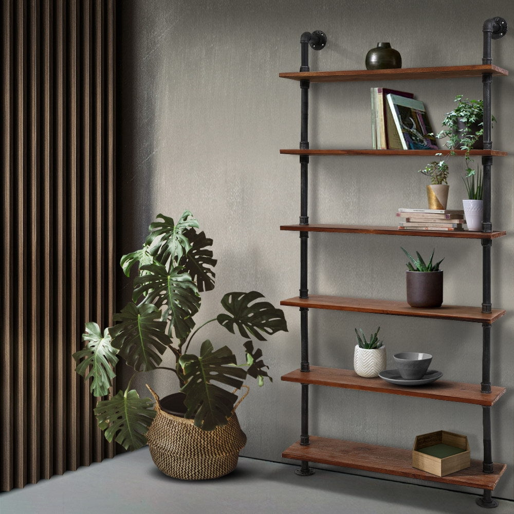 Floating DIY Pipe Shelf 6 Tiers Ira Wall Storage Industrial Style