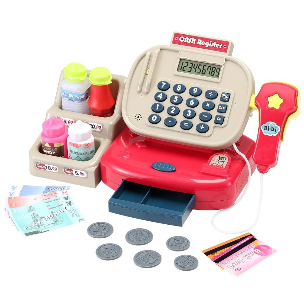 Kids Cash Register Calculator Pretend Play Shops Money Checkout Toys Set with Pretend Play