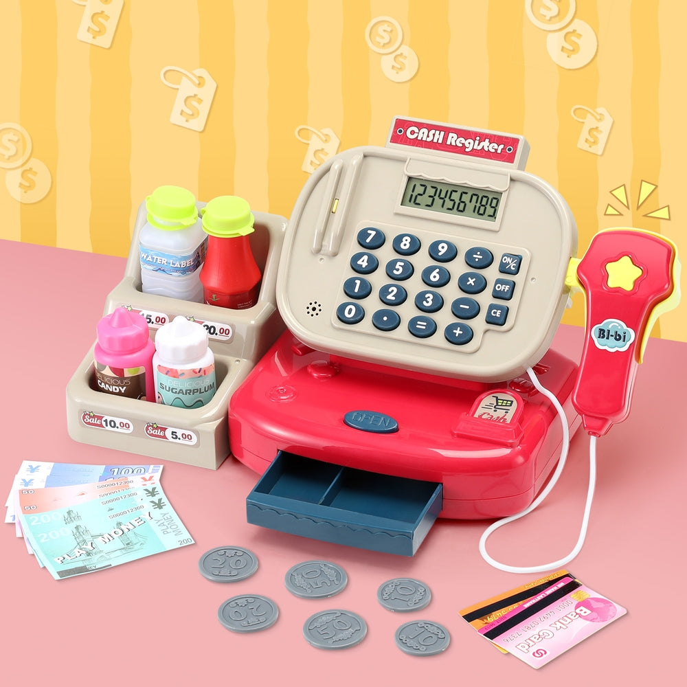 Pretend Play - Kids Cash Register Calculator Pretend Play Shops Money Checkout Toys Set
