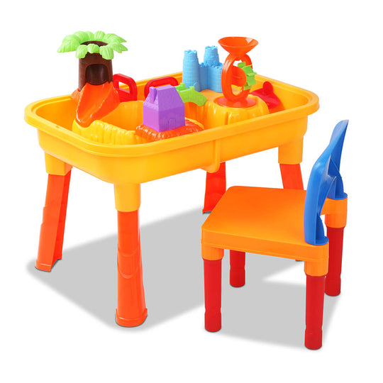 Kids Sandpit Pretend Play Set Sand Water Table Chair Outdoor Beach Toy, Pretend Play