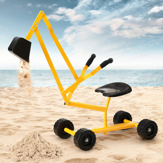 Yellow colour - Kids Ride On Car Digger Bulldozer Sandpit Play Toys Rotate Seat Yellow