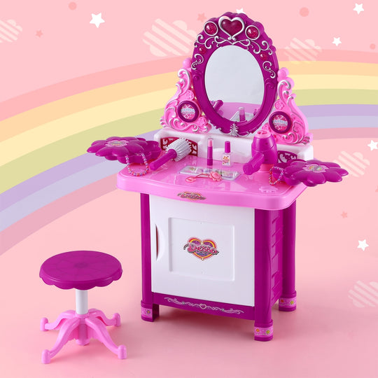 Kids Pretend Makeup Play Set Dressing Table Chair Girls Toys Children with Pretend Play