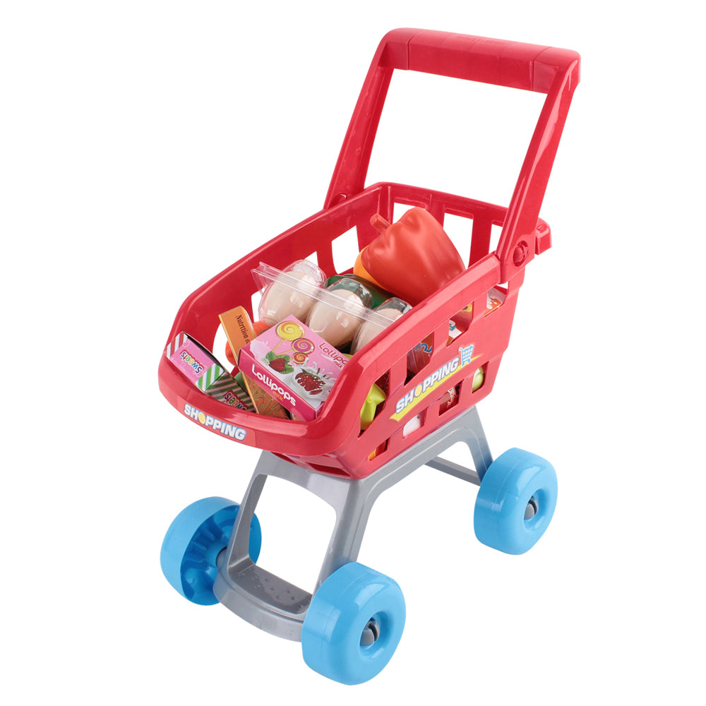 Keezi Super Market Toy - Kids Pretend Role Play Supermarket 24 Piece Playset Cash Register Trolley