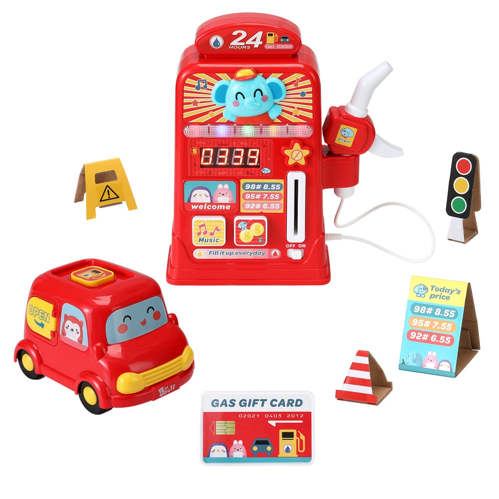 Kids Gas Petrol Station Pumper Pretend Play Toys Car Music Card Playset with Pretend Play
