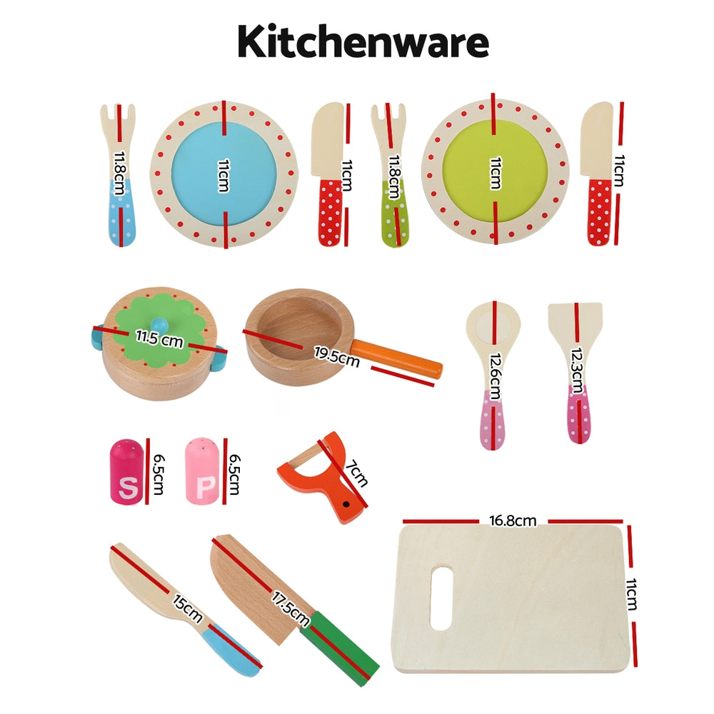 Kids Wooden Kitchen Play Set with 29-Piece Food & Cooking Accessories
