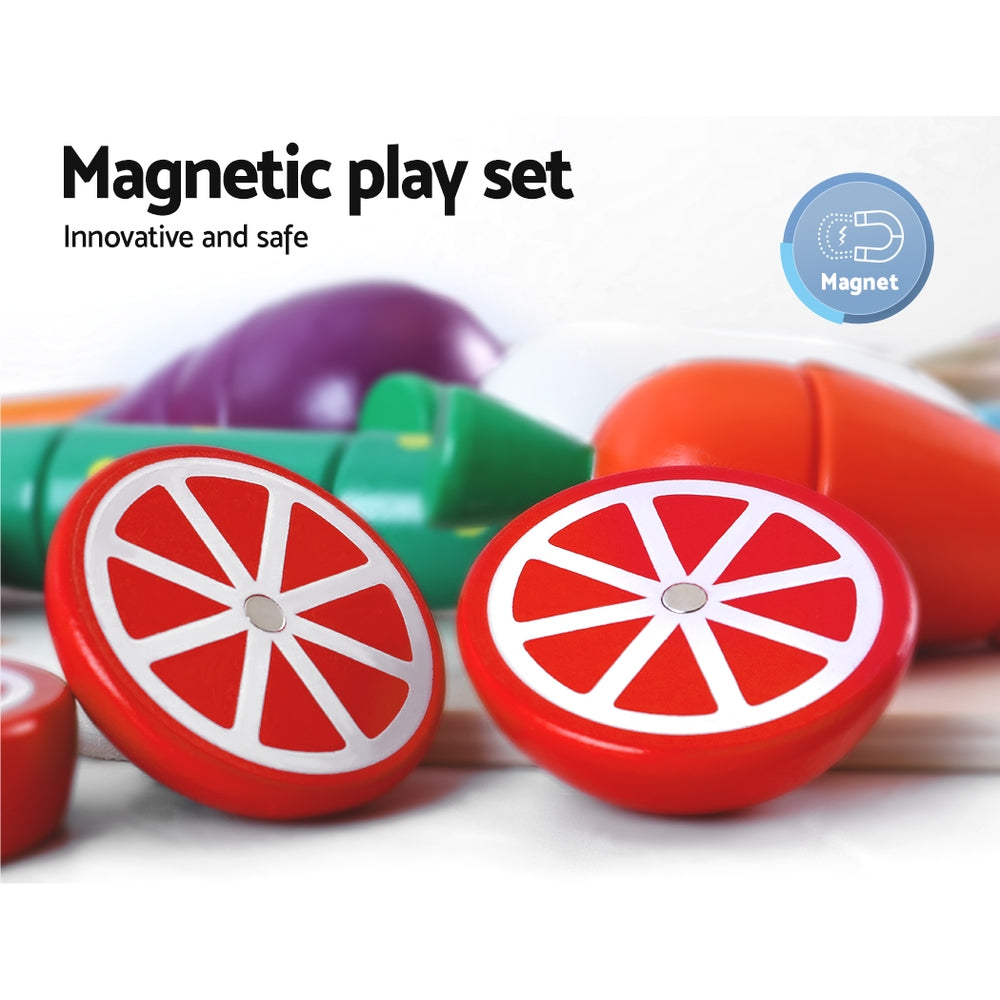 Kids Wooden Kitchen Play Set with 29-Piece Food & Cooking Accessories