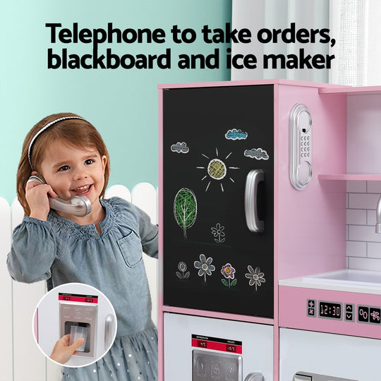 Kids Wooden Pretend Oven Blackboard 80CM Pink