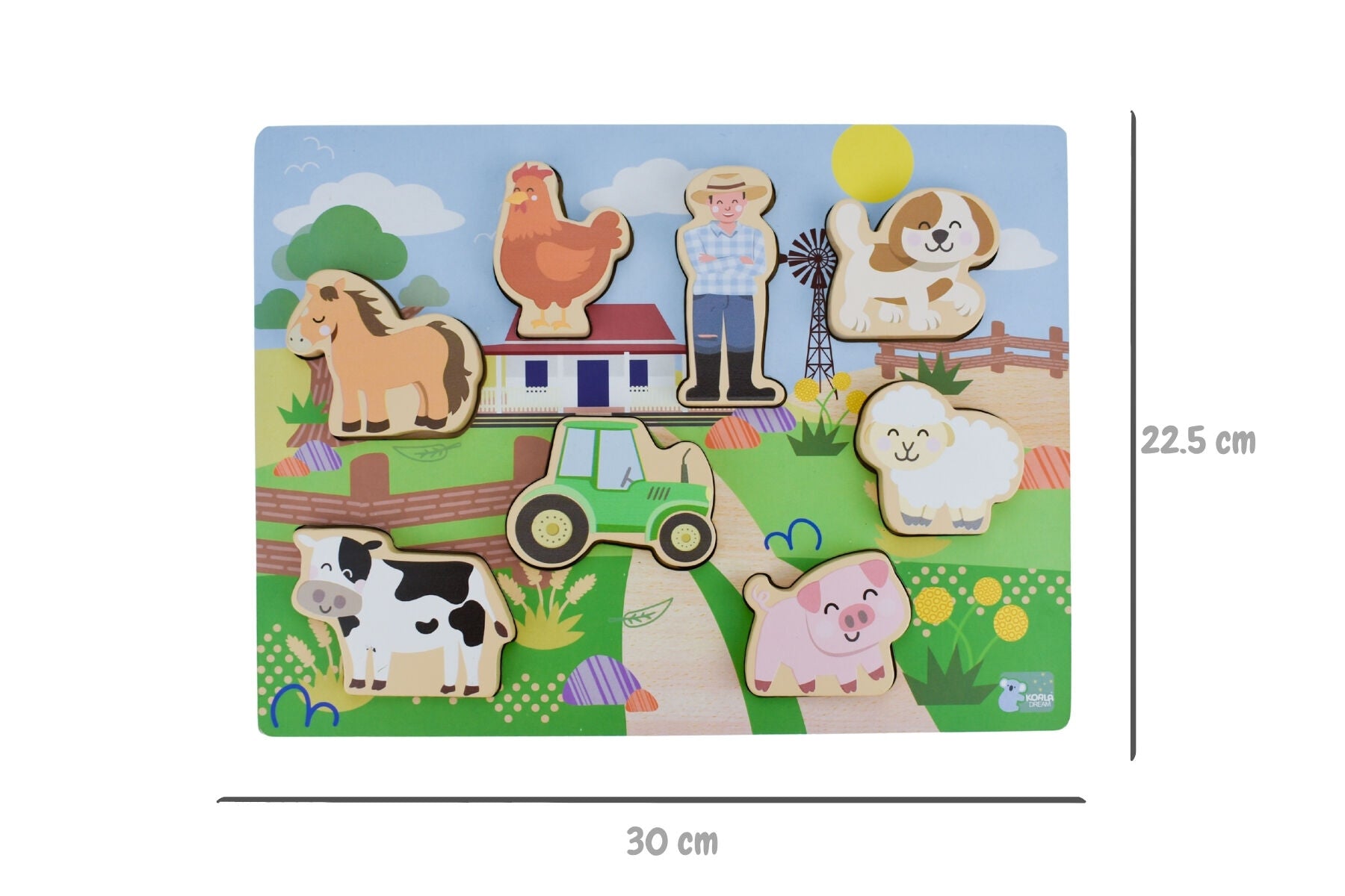 Wooden Farm Animal Puzzle Toy 22.5x30cm