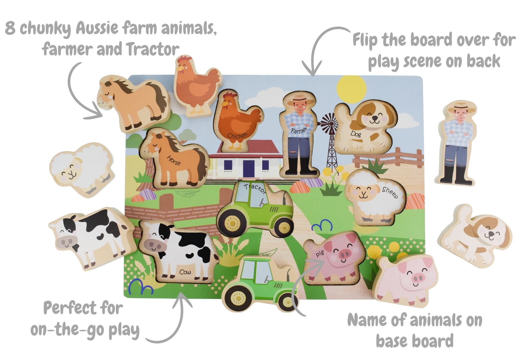 Wooden Farm Animal Puzzle Toy 22.5x30cm