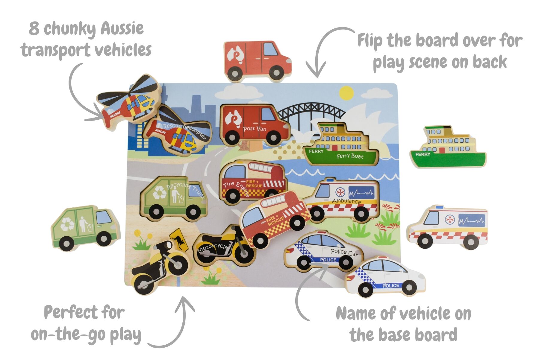 Wooden Transport Puzzle Toy 22.5x30cm