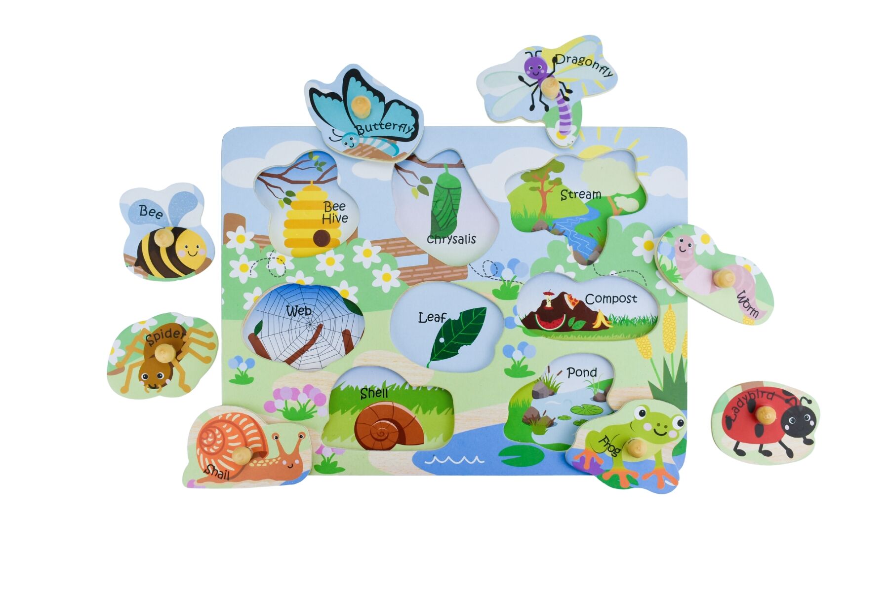 Insect Peg Puzzle Natural 30x22x2.5cm