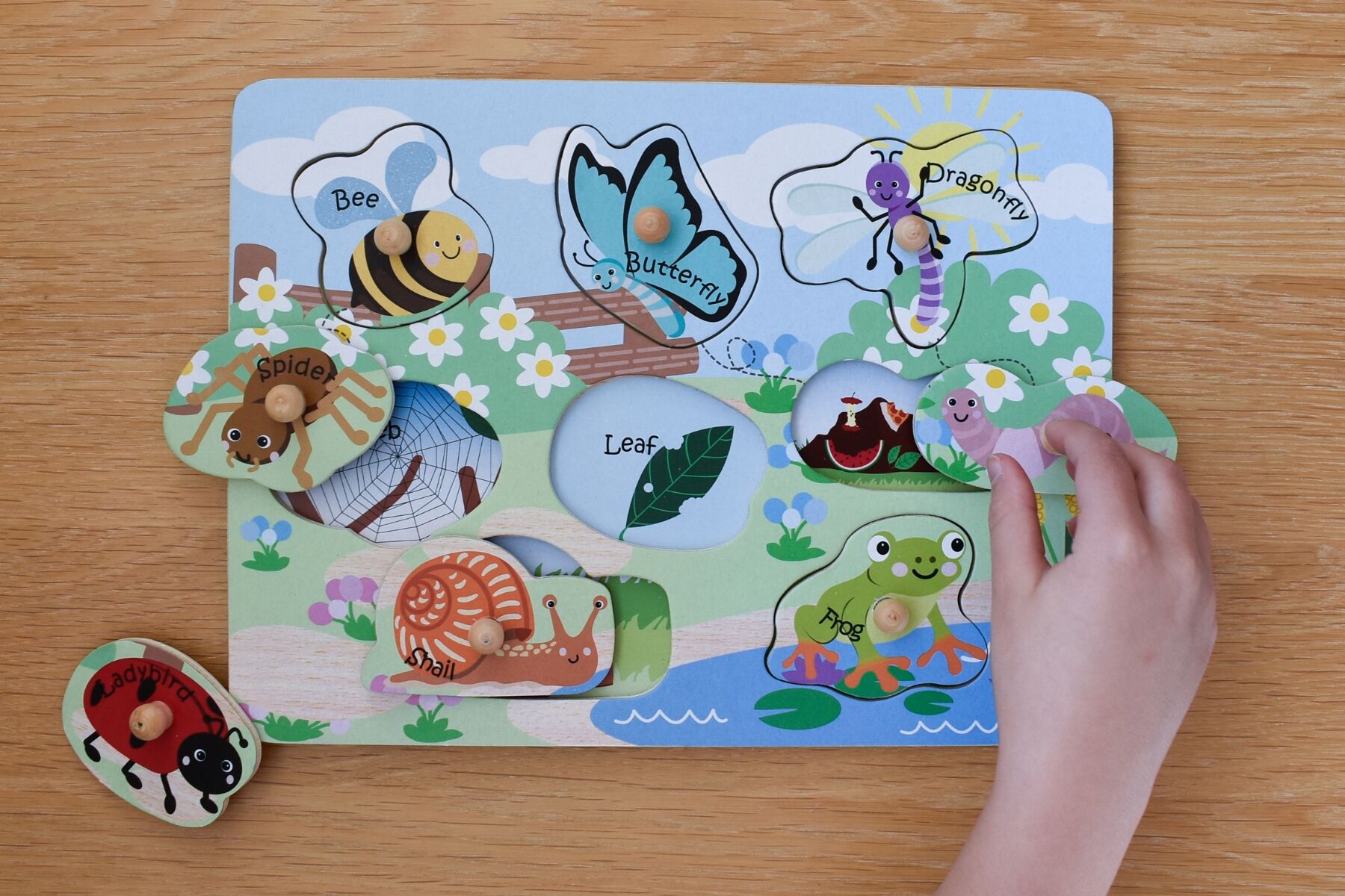 Insect Peg Puzzle Natural 30x22x2.5cm