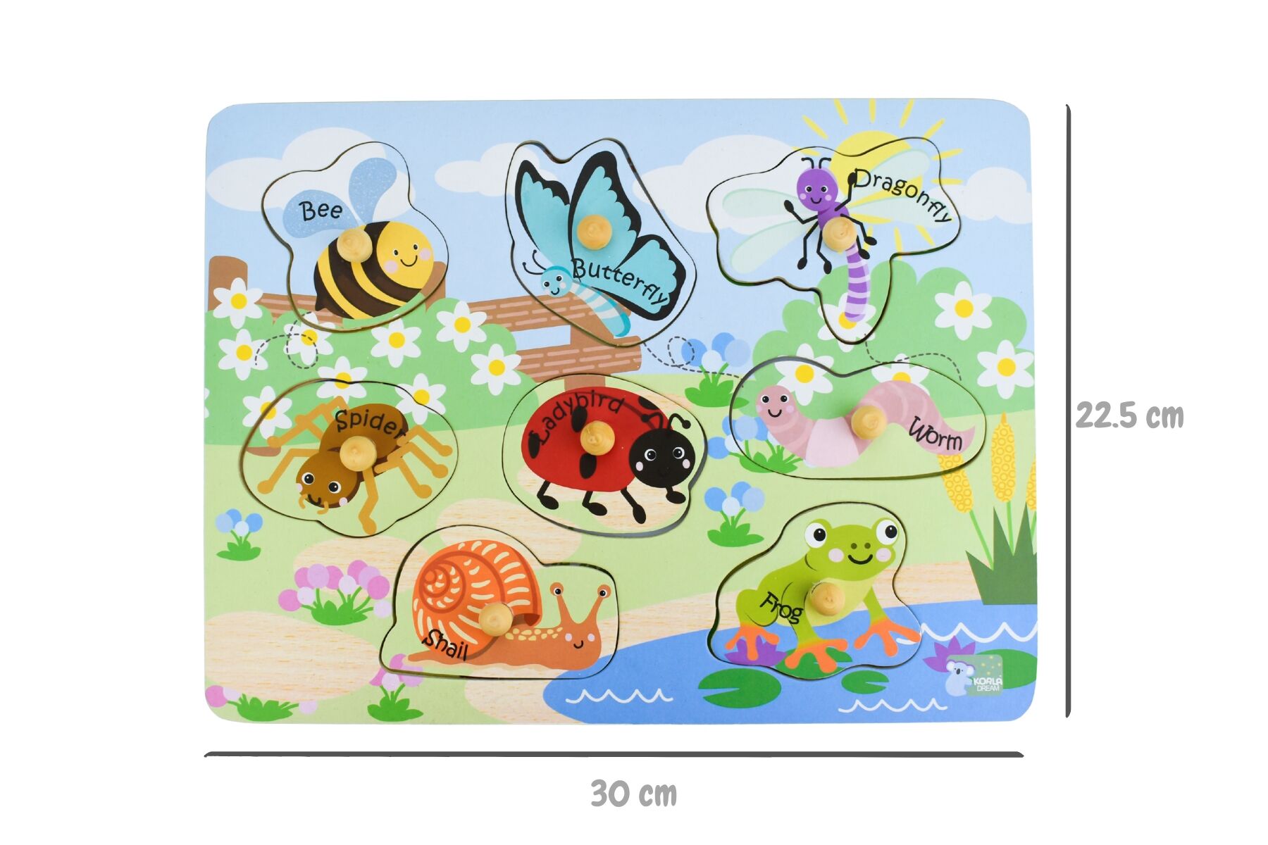 Insect Peg Puzzle Natural 30x22x2.5cm