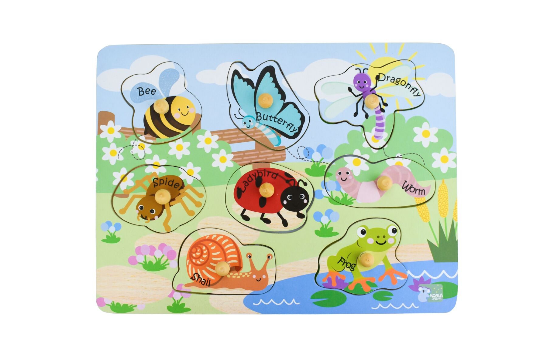 Insect Peg Puzzle Natural 30x22x2.5cm