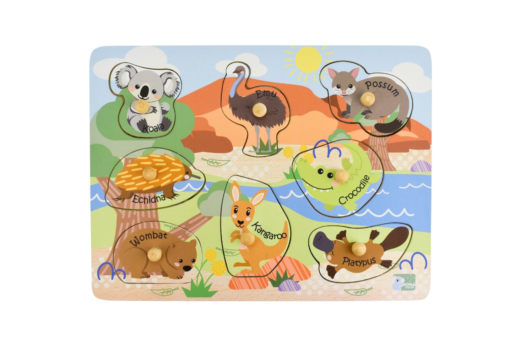 Peg Puzzle Australian Animals 30x23x2.5cm