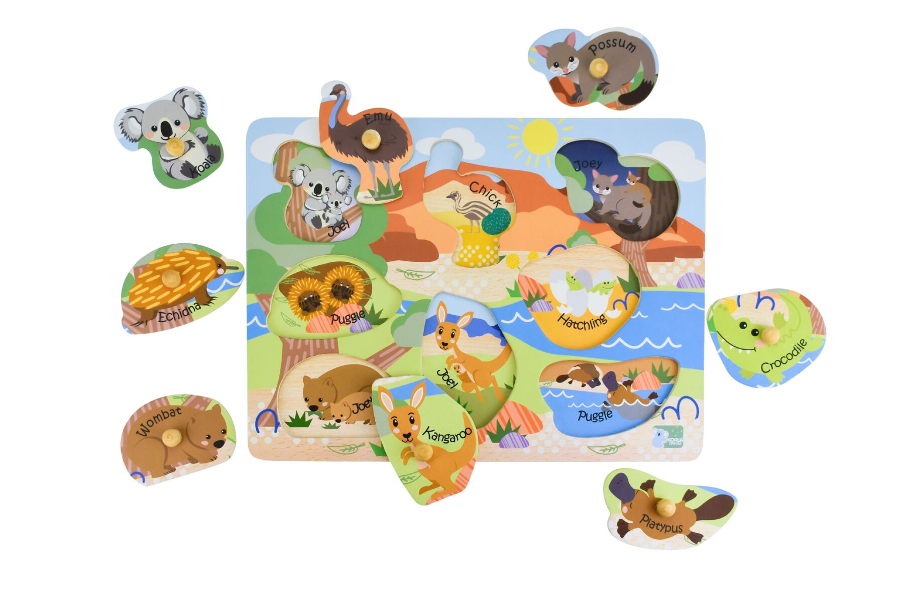 Peg Puzzle Australian Animals 30x23x2.5cm