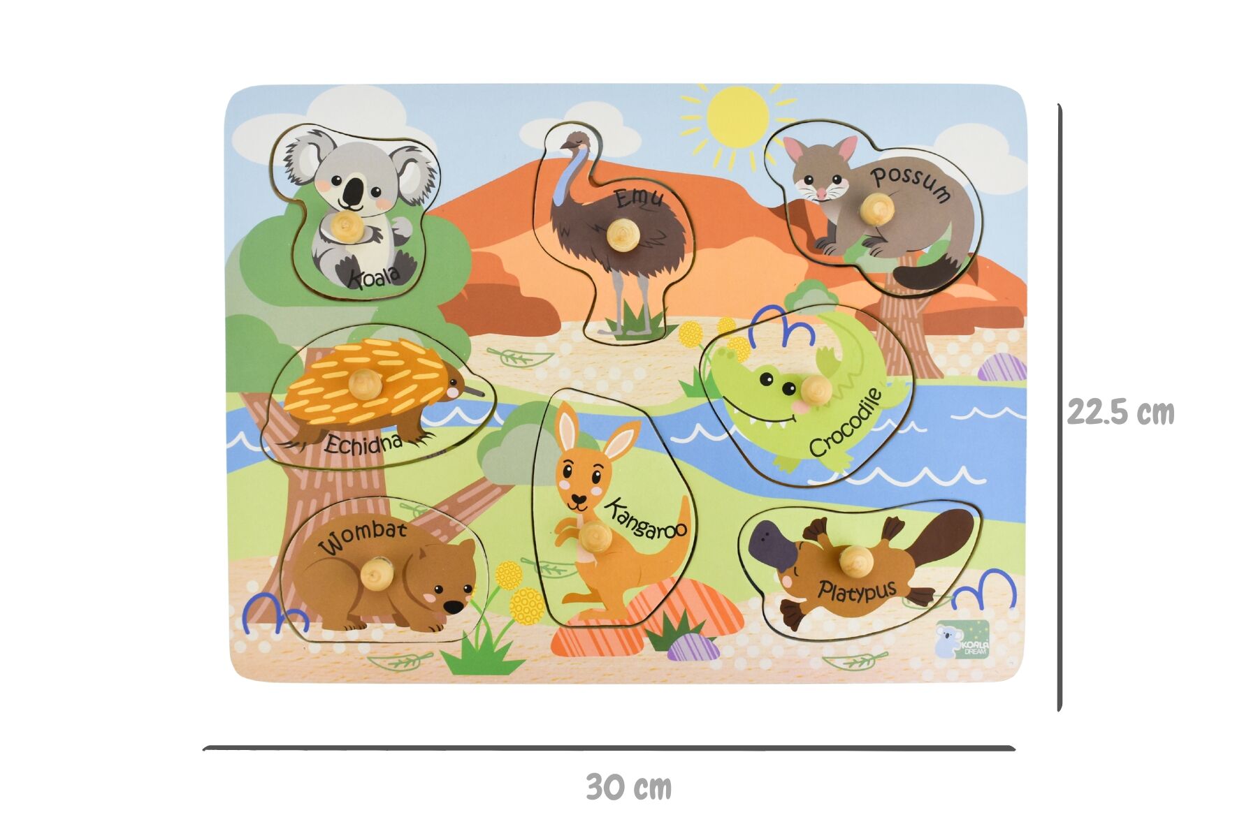 Peg Puzzle Australian Animals 30x23x2.5cm