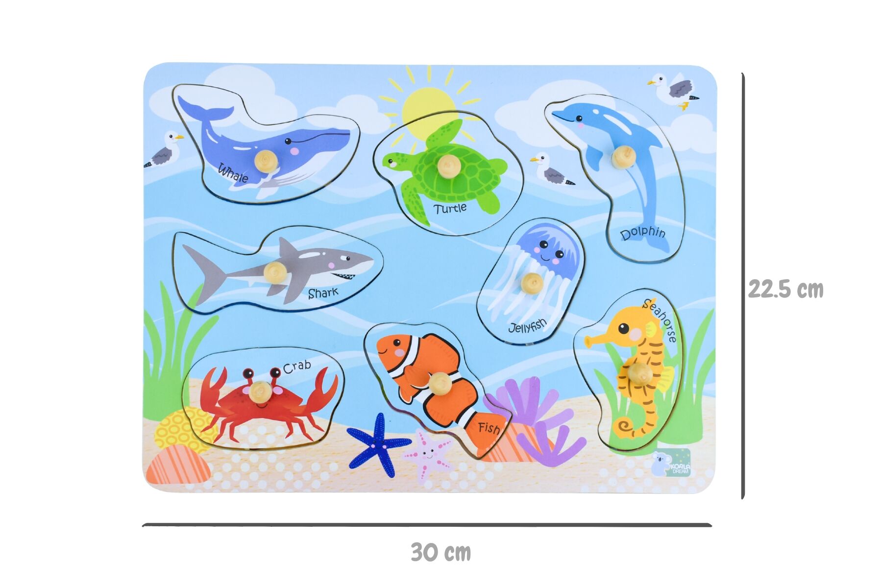 Sea Animal Peg Puzzle Set 30x22x2.5cm
