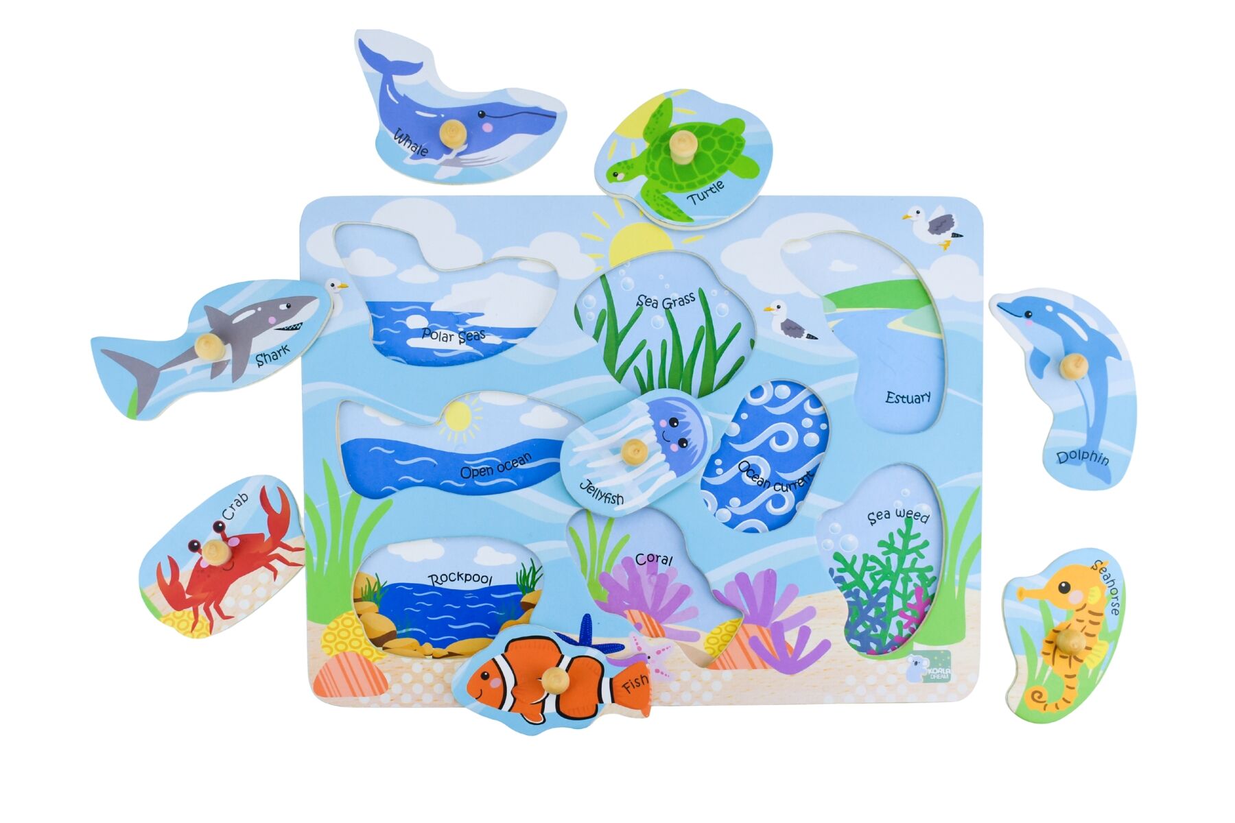 Sea Animal Peg Puzzle Set 30x22x2.5cm