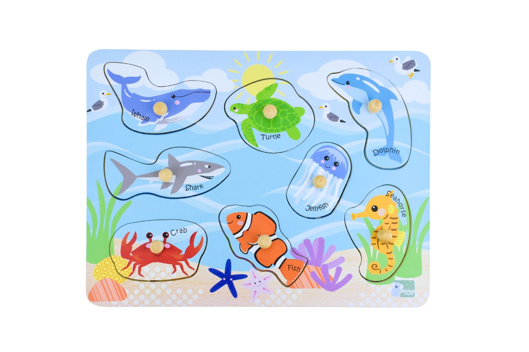 Sea Animal Peg Puzzle Set 30x22x2.5cm