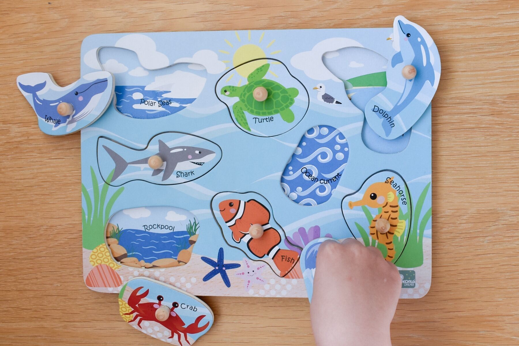 Sea Animal Peg Puzzle Set 30x22x2.5cm