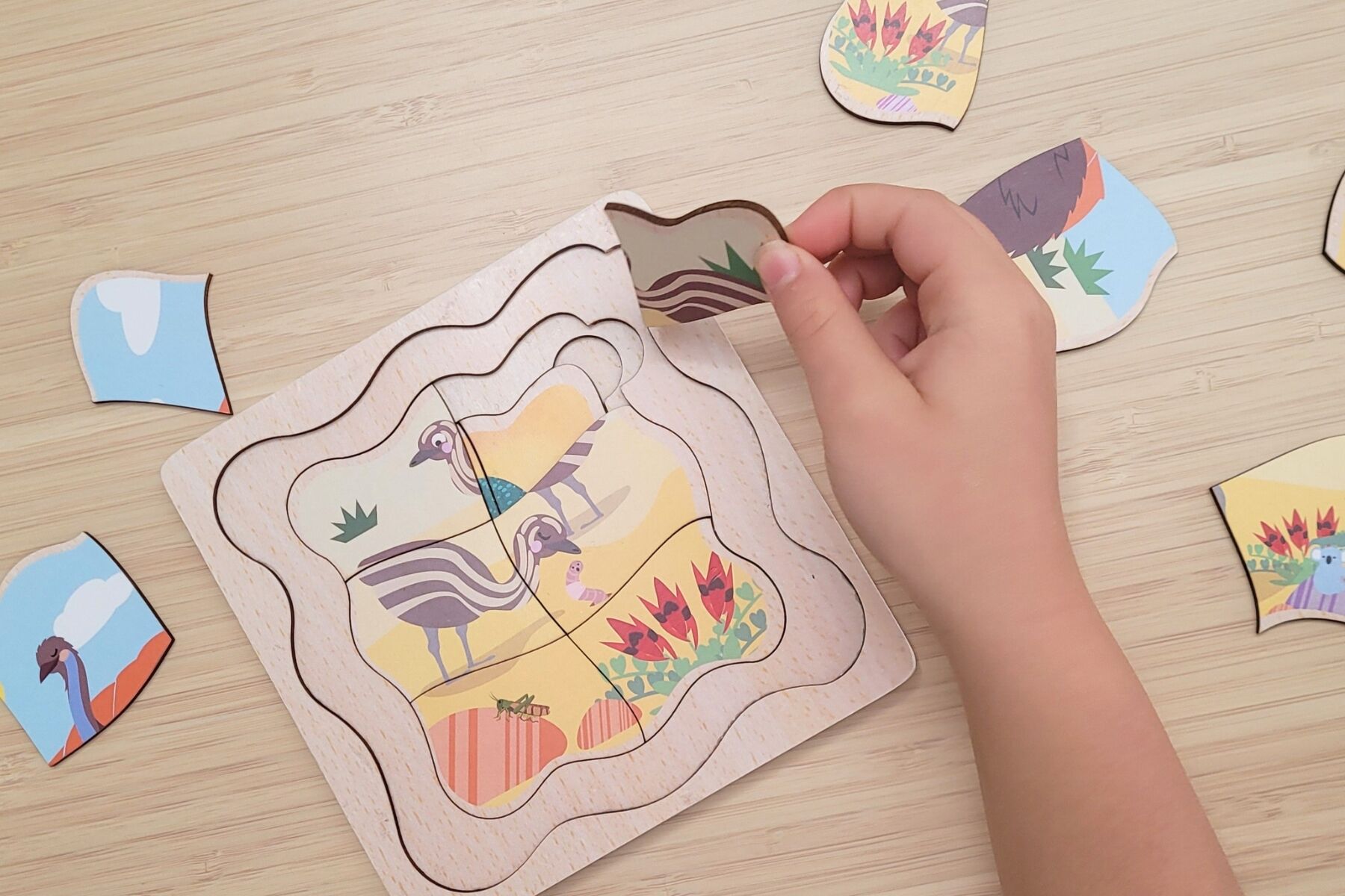 Emu Life Cycle Puzzle Educational 15x15x1cm