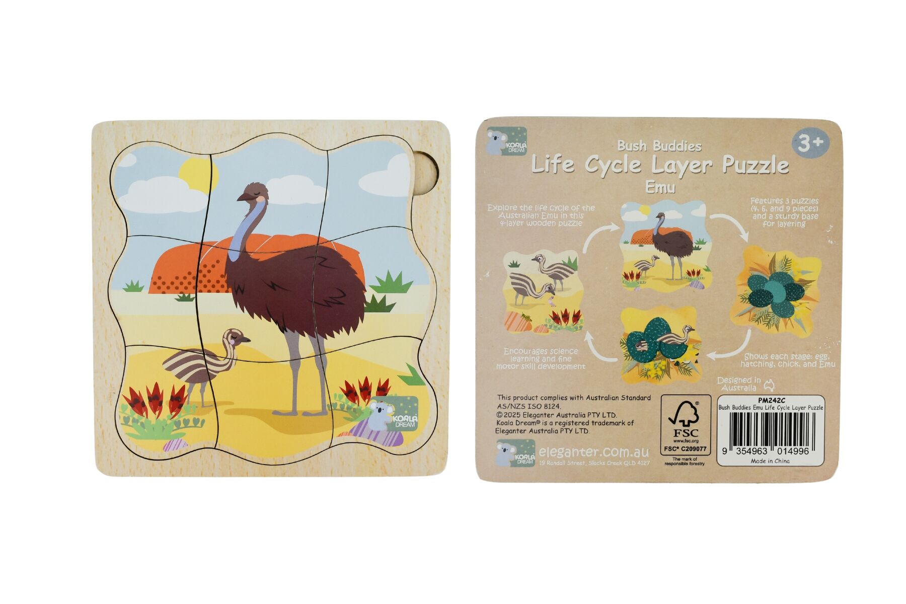 Emu Life Cycle Puzzle Educational 15x15x1cm