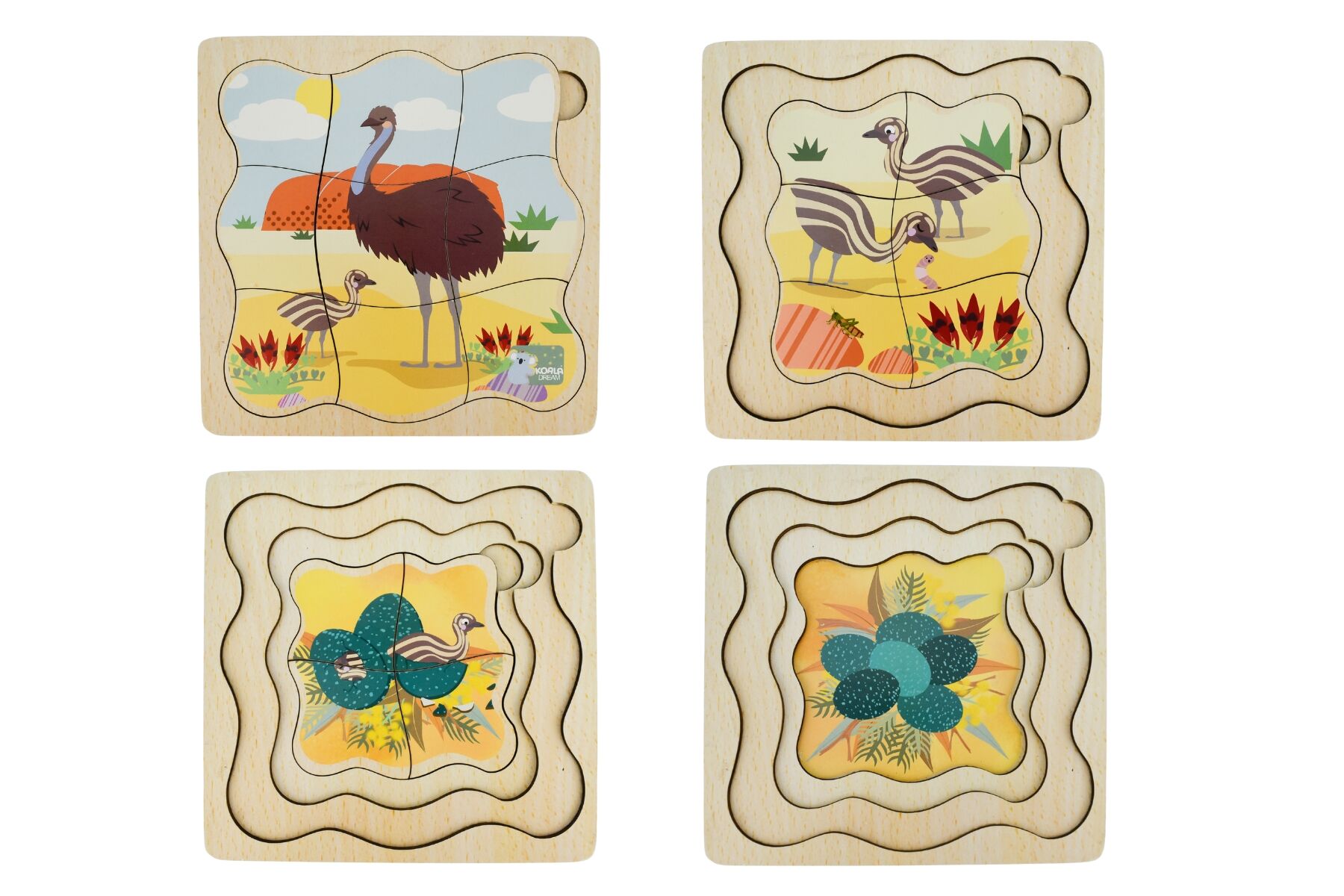 Emu Life Cycle Puzzle Educational 15x15x1cm