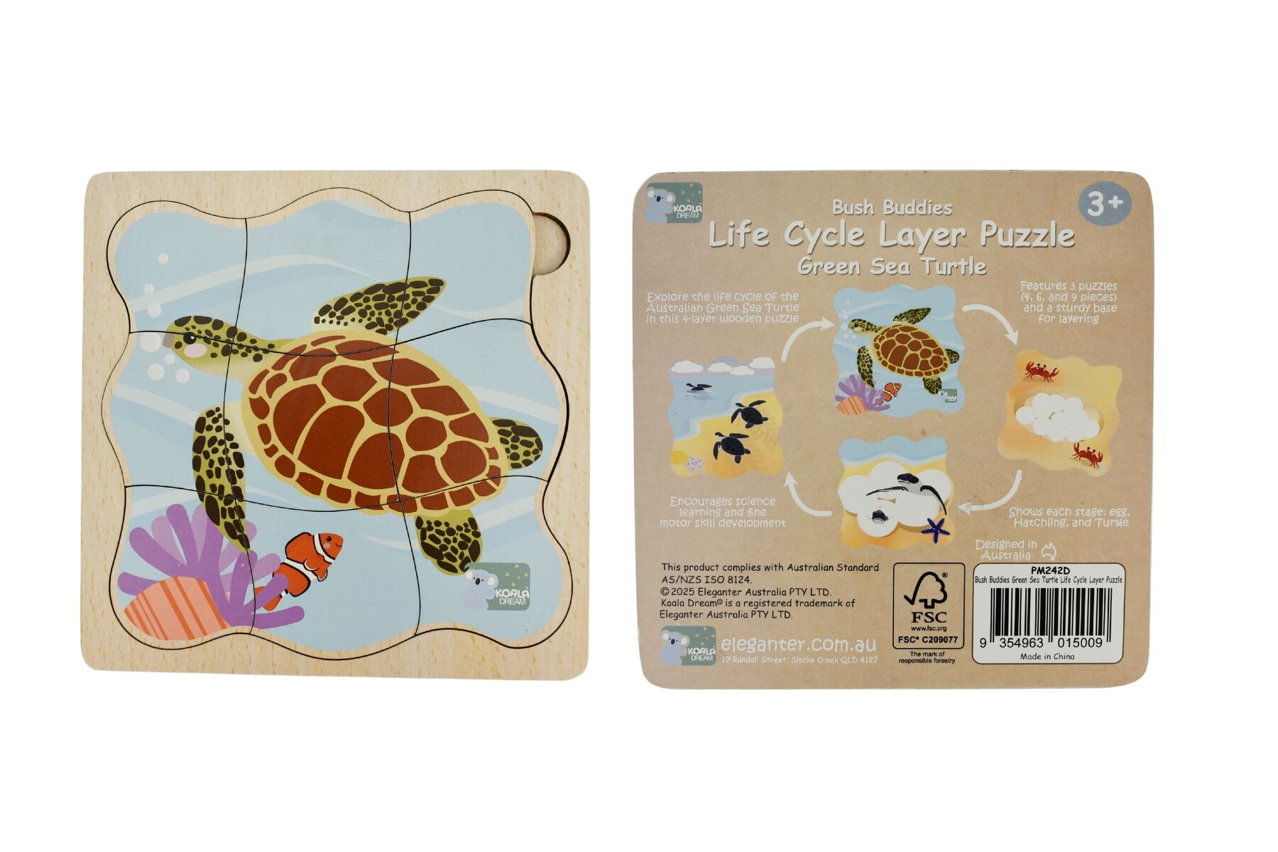 Sea Turtle Life Cycle Puzzle 15x15x1cm