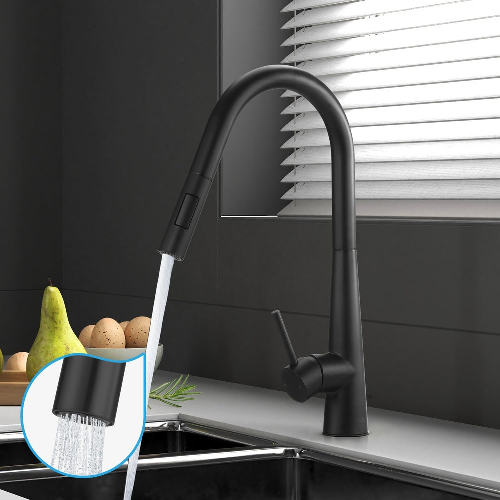 Kitchen Mixer Tap Pull Out Faucet 2-Mode Swivel Black