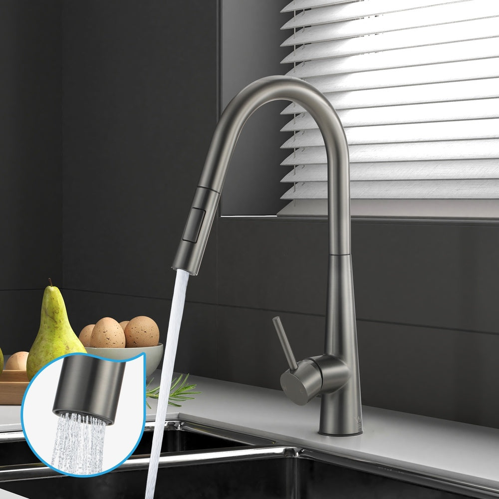 Kitchen Mixer Tap Pull Out Faucet 2-Mode Swivel Grey