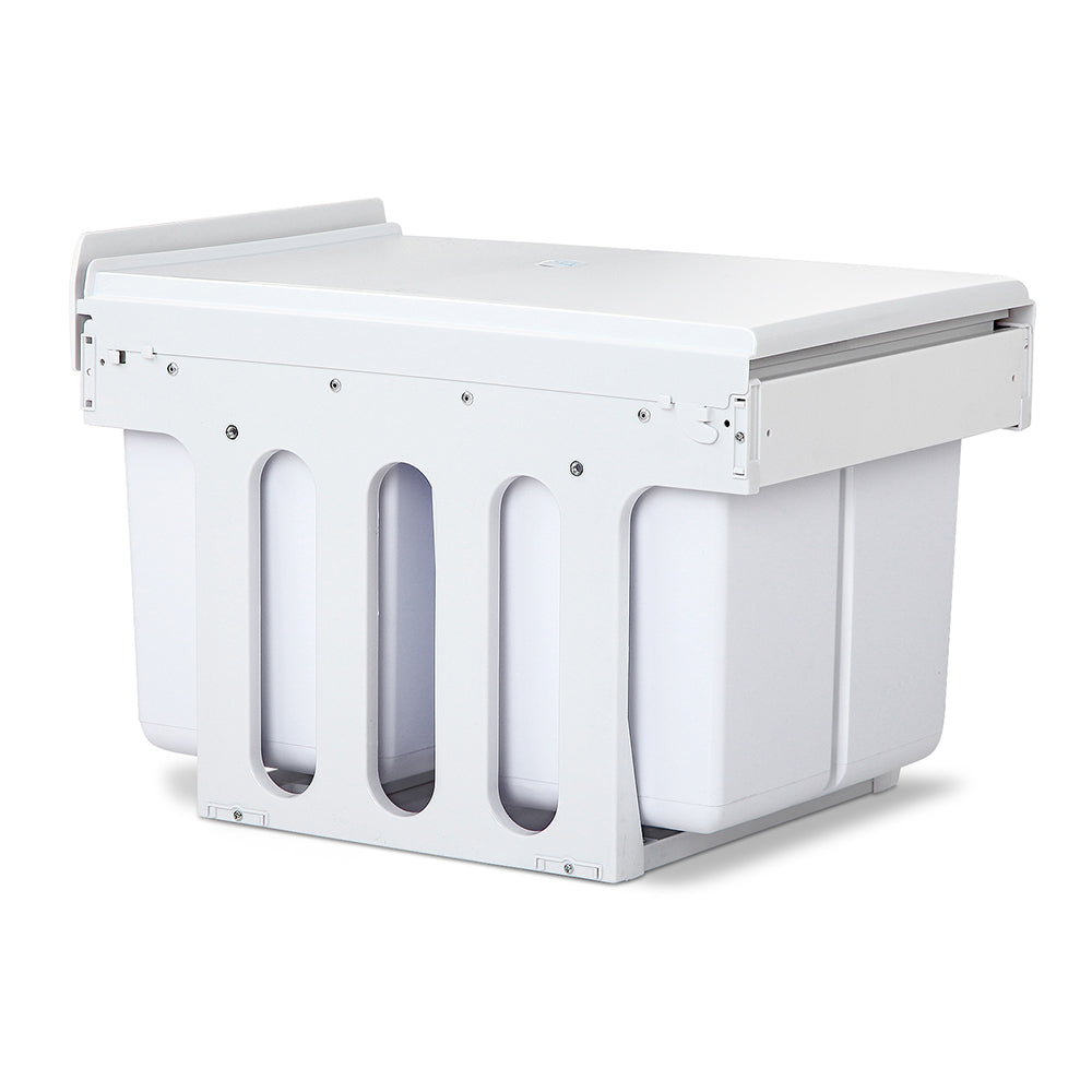 Pull Out Kitchen Bin 30L Double Trash Can 2x15L Sliding Cabinet Waste White