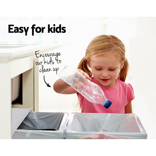 30L Pull-Out Bin Kitchen Dual Compartment Waste
