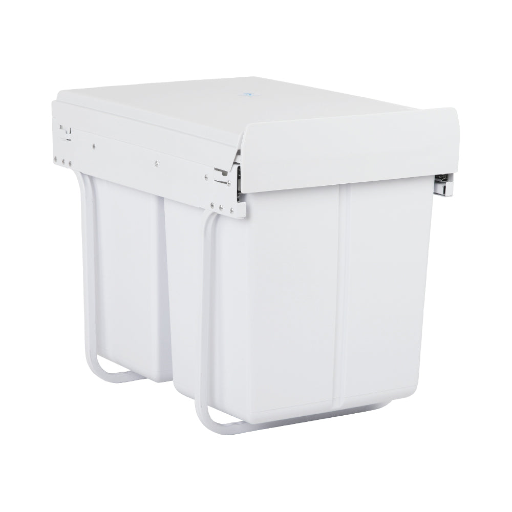Pull Out Kitchen Bin Double Basket 2x20L White Storage System