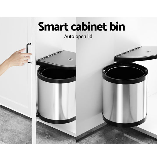 12L Stainless Steel Pull-Out Swing Bin for Kitchen