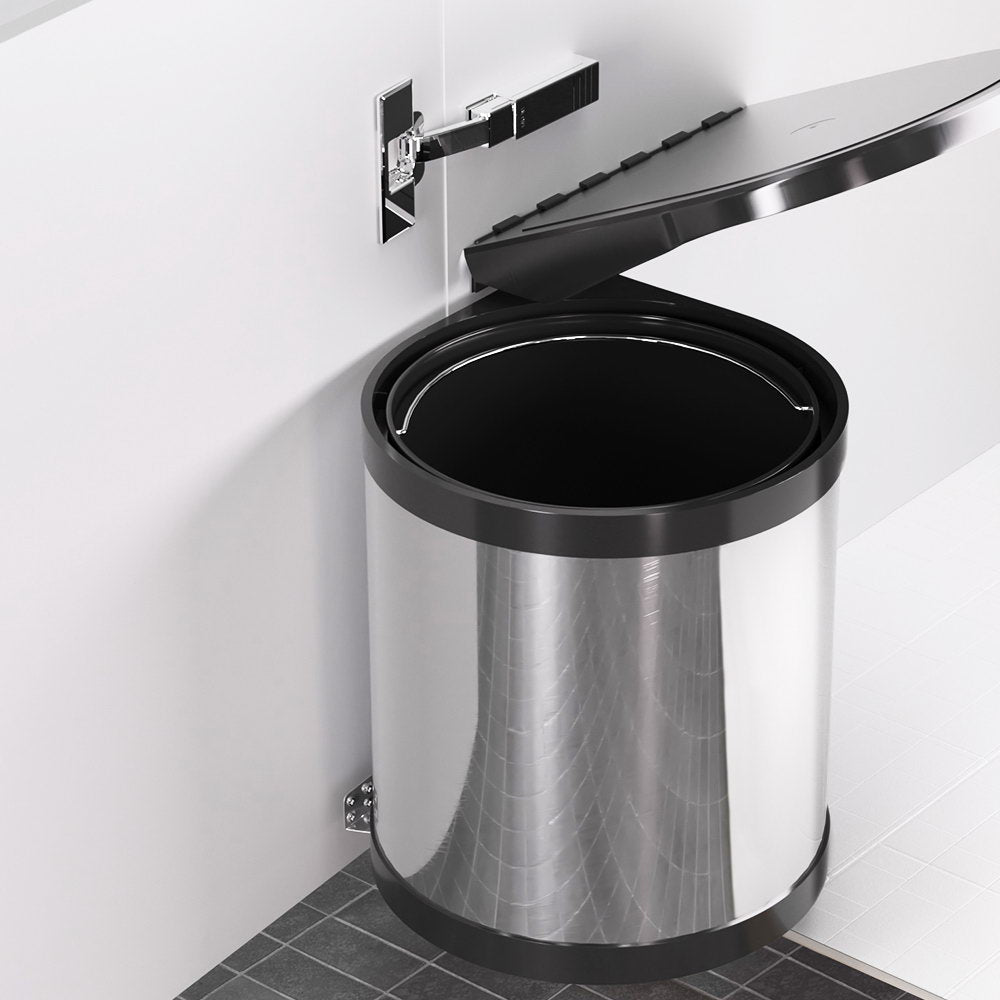 12L Pull Out Swing Out Bin Auto Open Lid Stainless Steel Kitchen