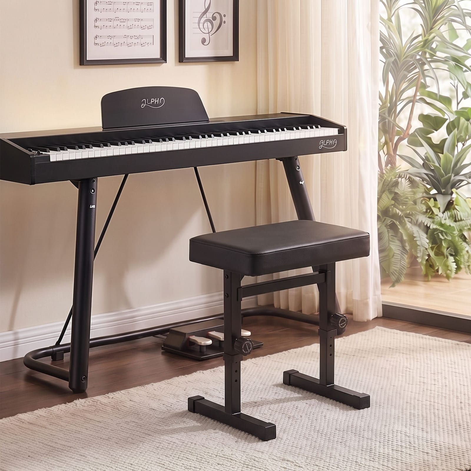 Piano Bench Adjustable Heavy Duty 43x31.5x7cm