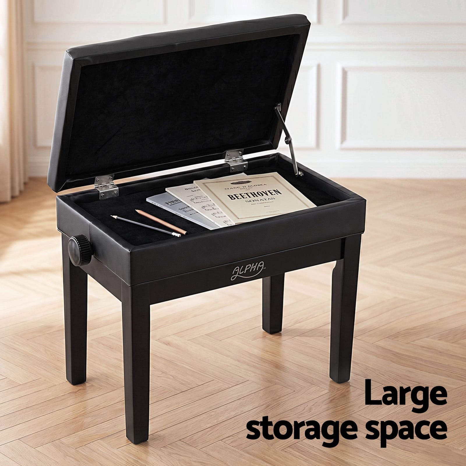 Piano Bench Adjustable Black 55x33x7cm