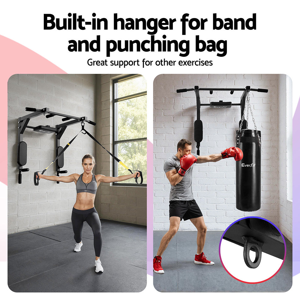 Pull Up Bar Dip Station Multi Gym 150kg Home Power Station Black Red | Black colour