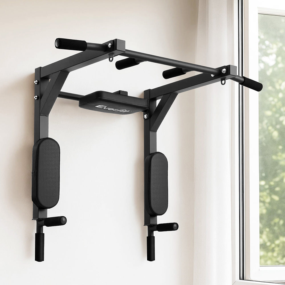 Gymnastics - Pull Up Bar Dip Station Multi Gym 150kg Home Power Station Black Red
