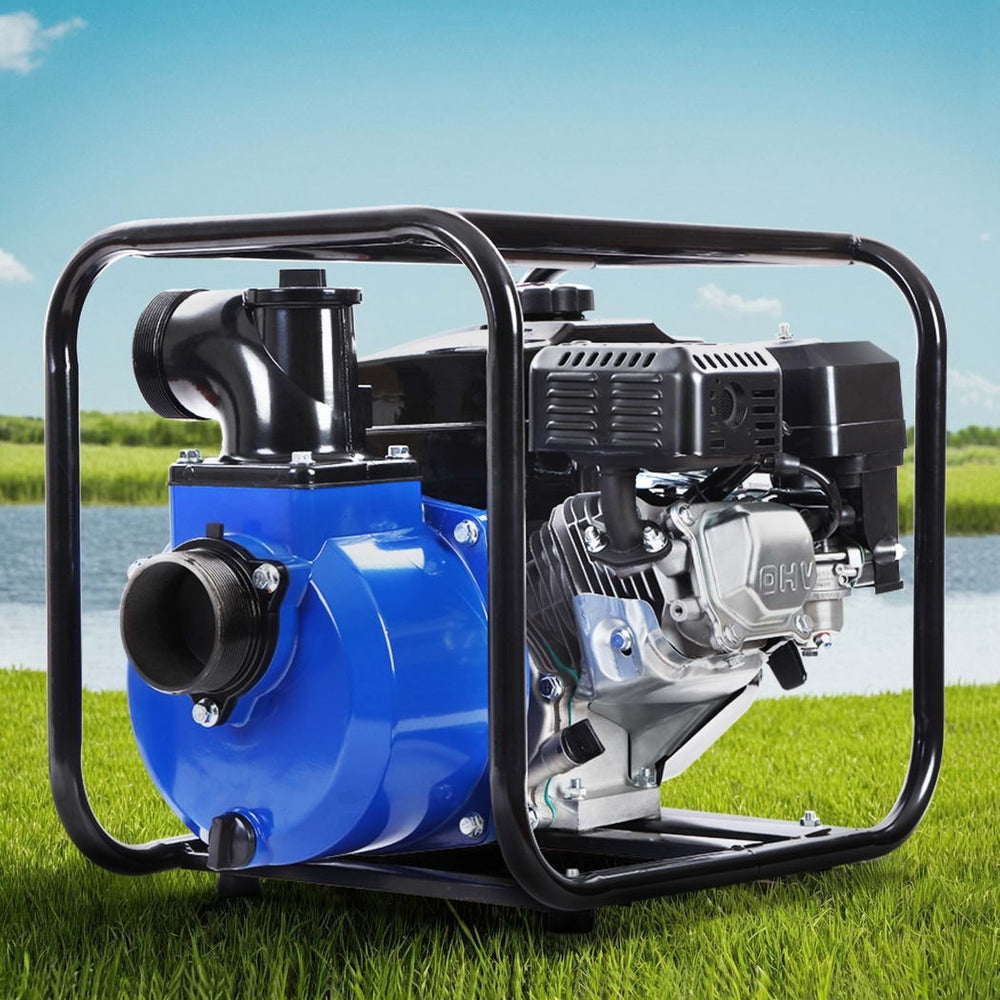 3" Petrol Water Pump High Flow for Transfer, Firefighting & Irrigation | Giantz Garden Blue Bubk