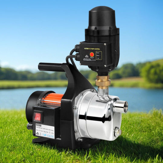 Garden Water Pump High Pressure 1500W Tank Rain Farm Irrigation House Black, Black colour