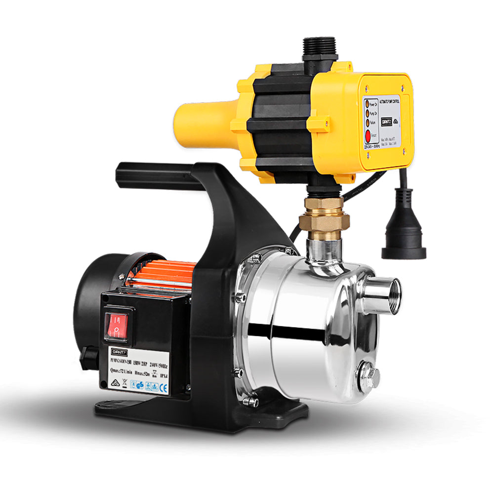 Garden Water Pump High Pressure 1500W Tank Rain Farm Irrigation House Yellow
