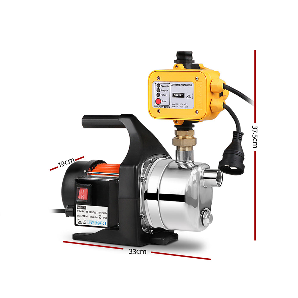 Garden Water Pump High Pressure 1500W Tank Rain Farm Irrigation House Yellow