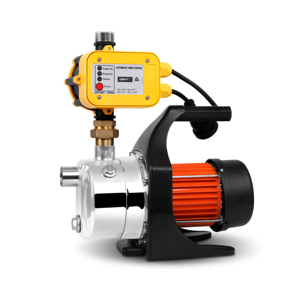 Garden Water Pump High Pressure 1500W Tank Rain Farm Irrigation House Yellow