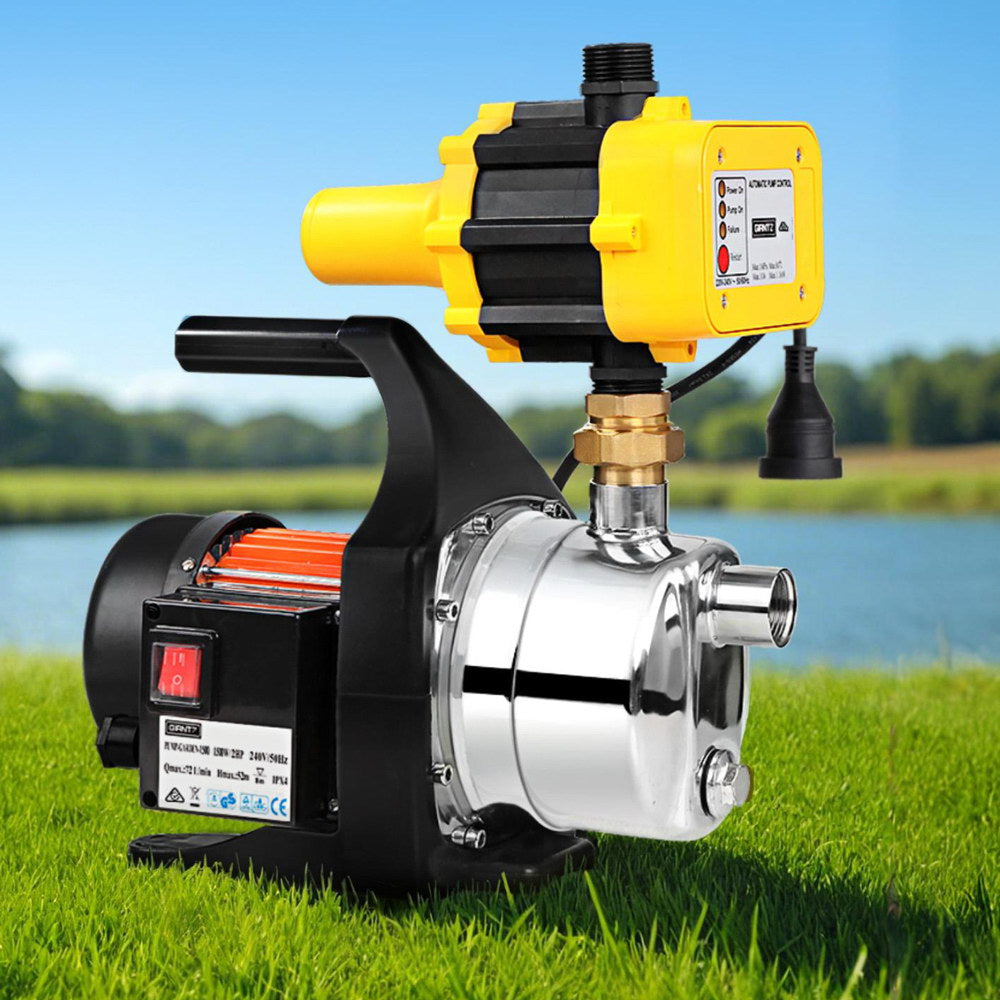 Garden Water Pump High Pressure 1500W Tank Rain Farm Irrigation House Yellow