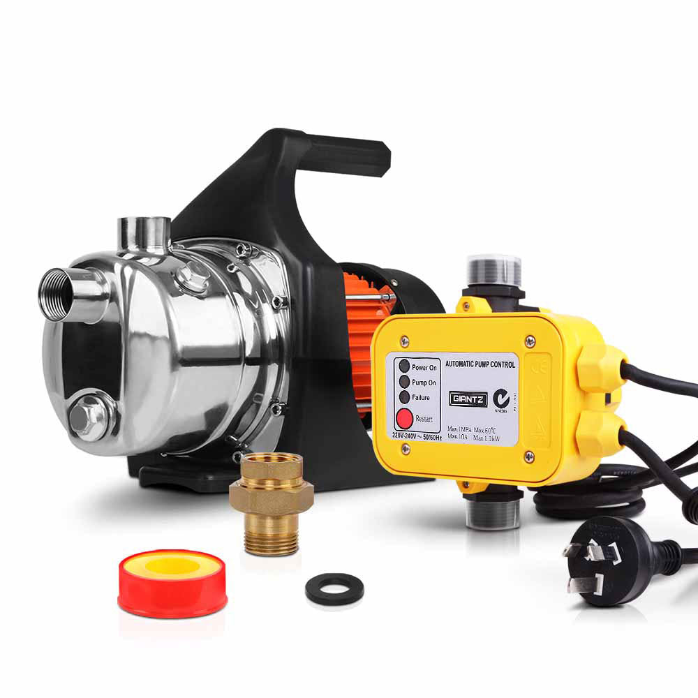 Garden Water Pump High Pressure 1500W Tank Rain Farm Irrigation House Yellow