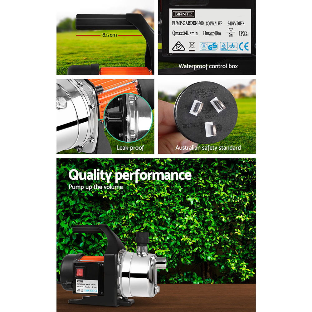 Garden Water Pump High Pressure 800W Tank Rain Farm Irrigation House