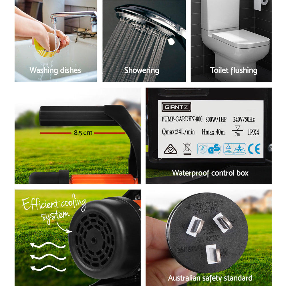 800W High Pressure Garden Water Pump Black Tank Irrigation | 800W