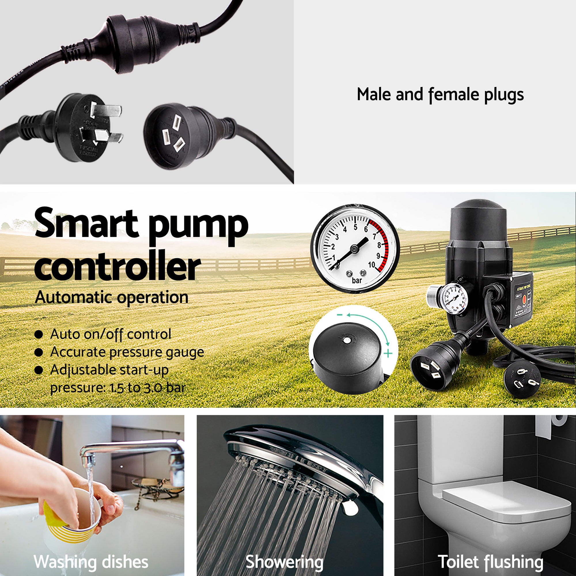 Water Pump Garden Boiler Car Wash Auto Irrigation Qb80 Black